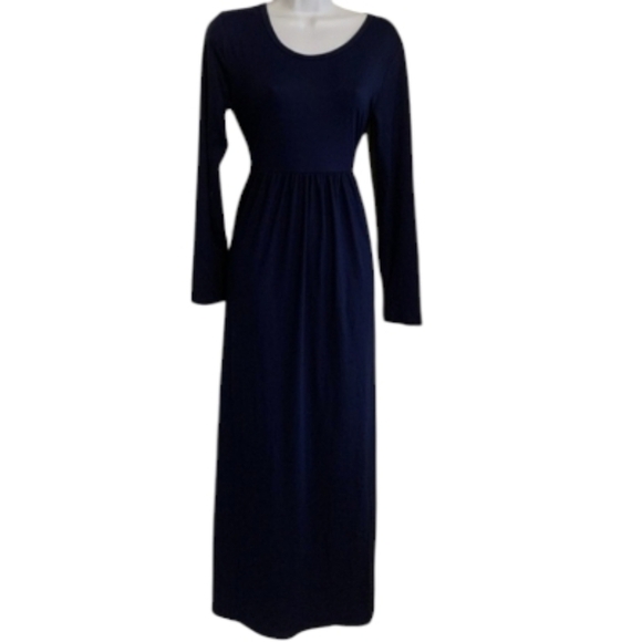 db moon Dresses & Skirts - DB Moon Navy Blue Long Sleeve Maxi Dress Med Pockets NEW Classy Classic Preppy M